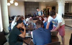 Students speak with industry professionals.
