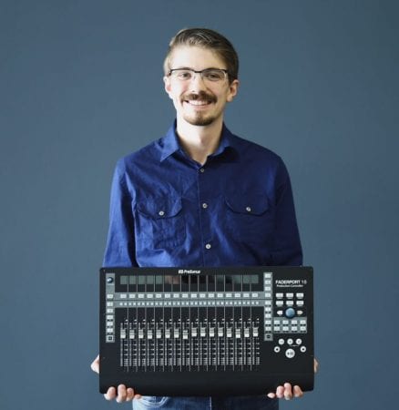 Phil Knock standing, holding a FaberPort16