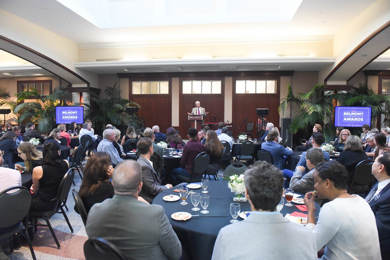 Belmont President Dr. Bob Fisher speaks at event.