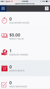 Students can easily check their hours and "impact value."