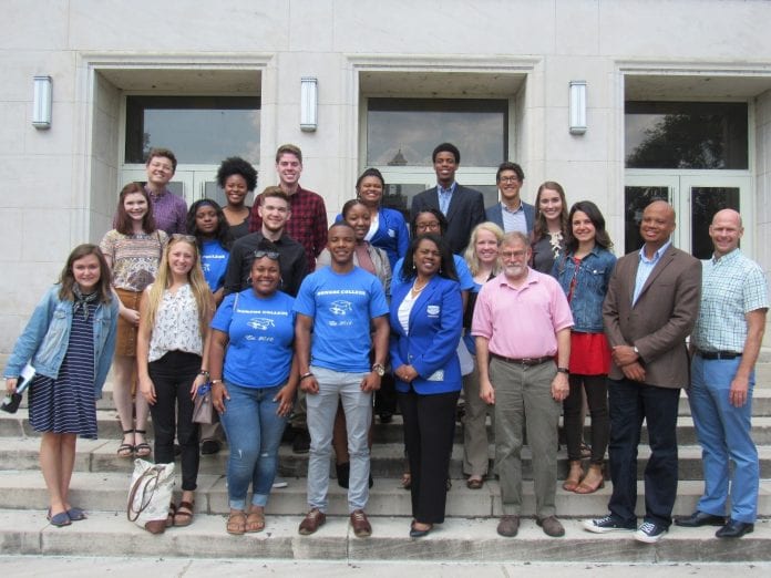 Conference Attendees in front of a building on TSU's campus