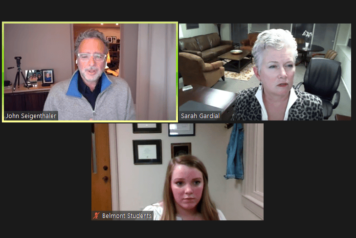 Seigenthaler Discusses the Impact of Social Media with Belmont Students