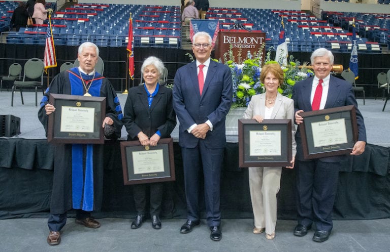 Belmont Confers Honorary Doctorates to Marty and Betty Dickens, Bob and Judy Fisher