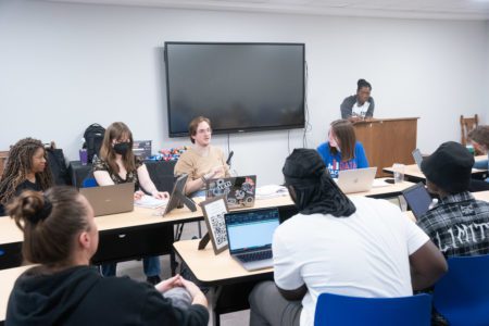 students at data hackathon